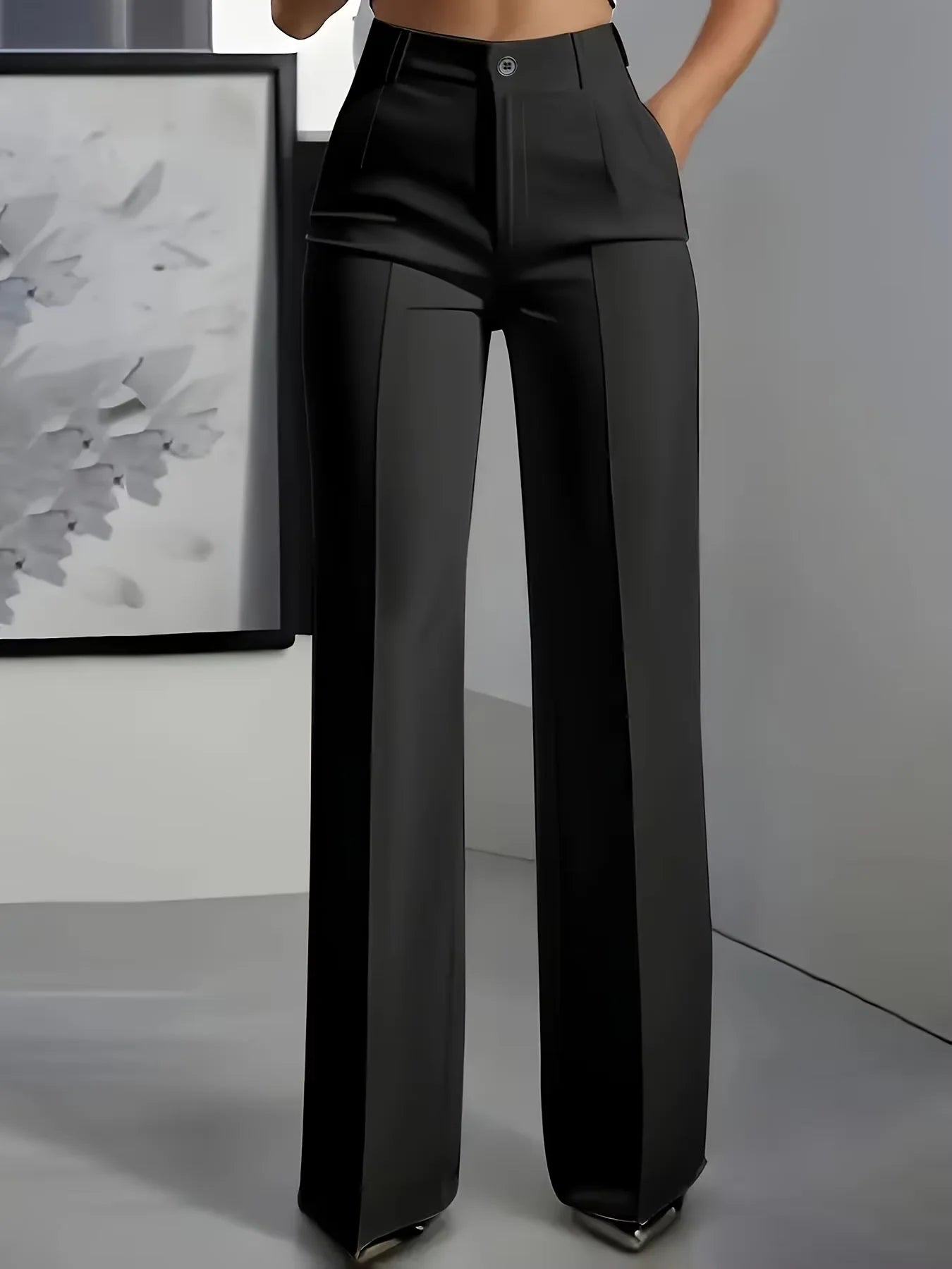 High‑Waist Tailored Wide‑Leg Trousers