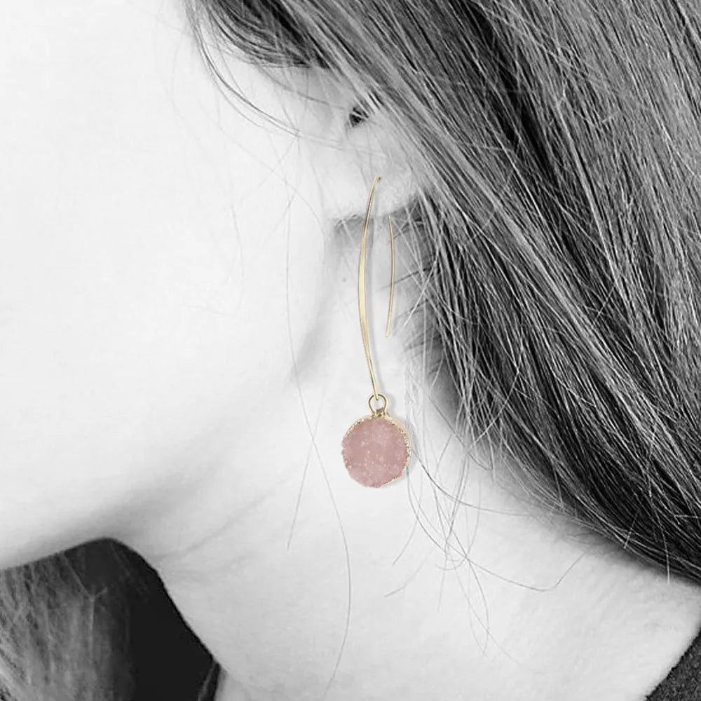 Rosé Druzy Drop Earrings