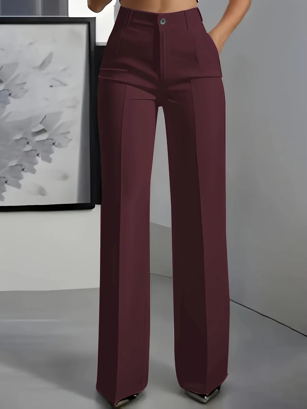 High‑Waist Tailored Wide‑Leg Trousers