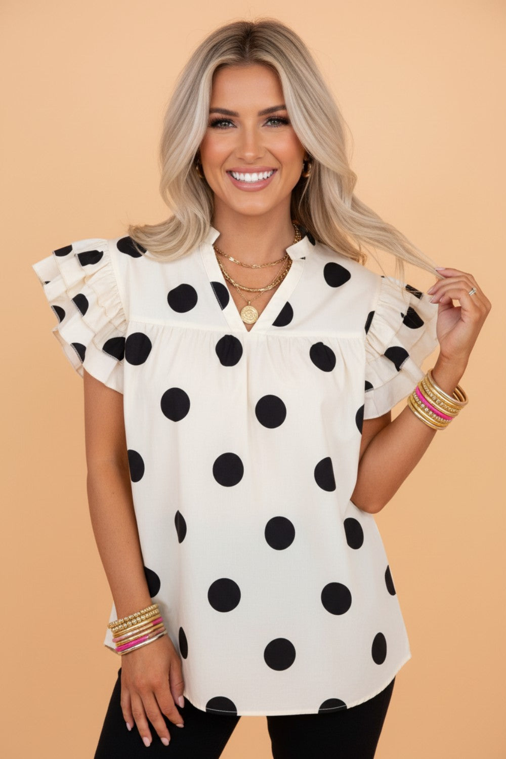Luna Dot Ruffle Blouse