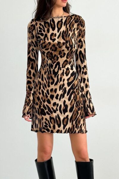 Fearless Leopard Backless Mini Dress