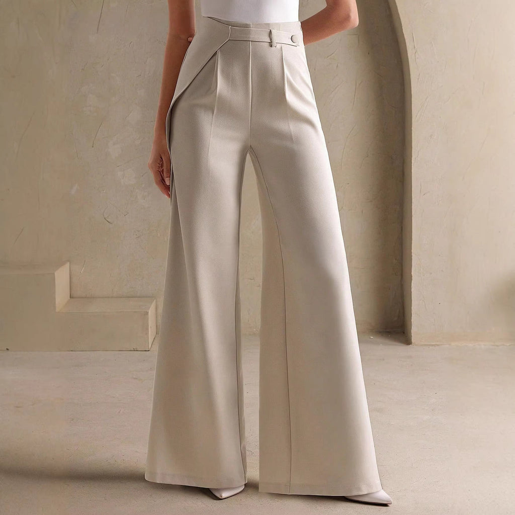 Fearless High‑Waist Wide‑Leg Trousers – Cream