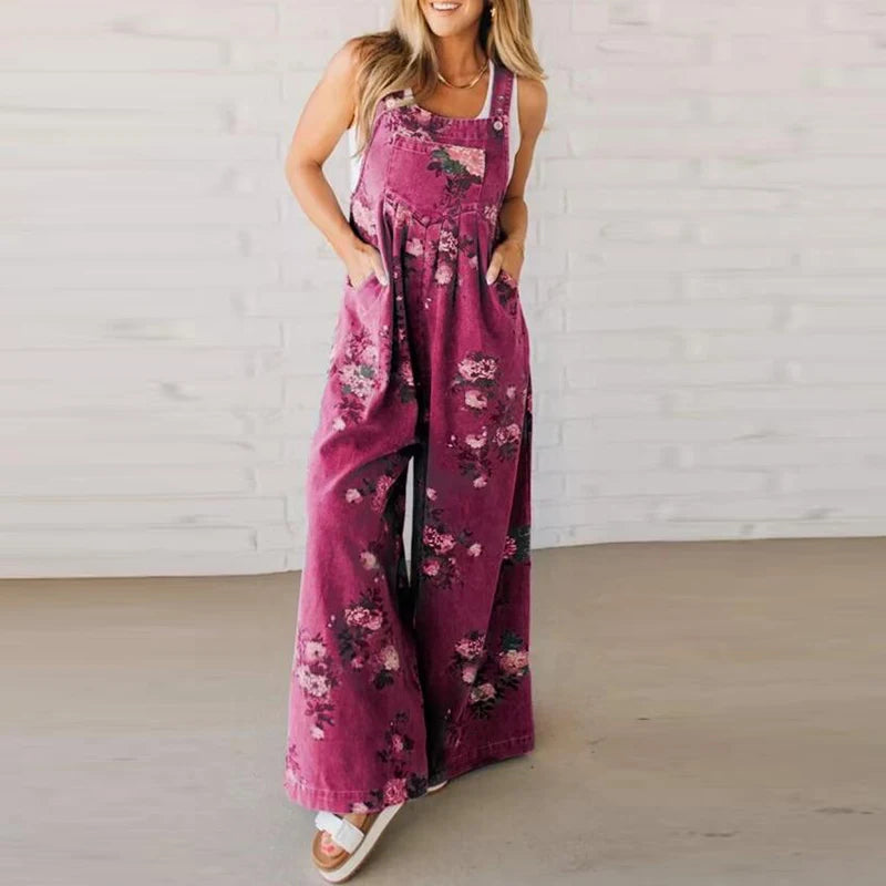 DenimBloom Wide-Leg Overalls