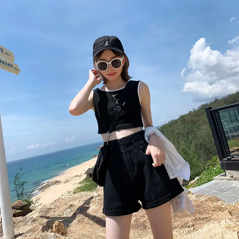 Sunny Day Rolled Denim Shorts