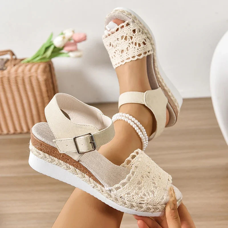 LaceDream Espadrille Wedge Sandals
