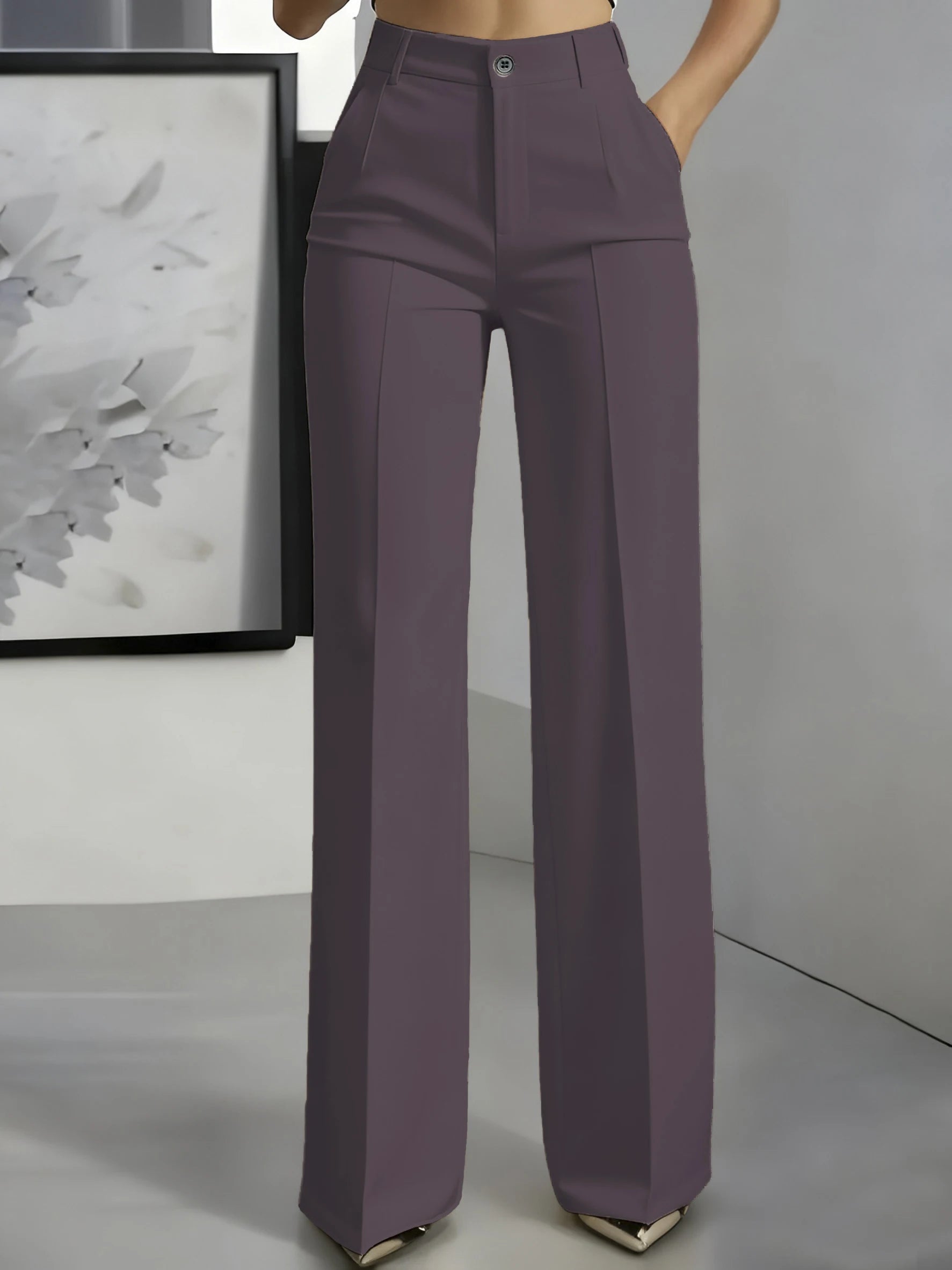 High‑Waist Tailored Wide‑Leg Trousers