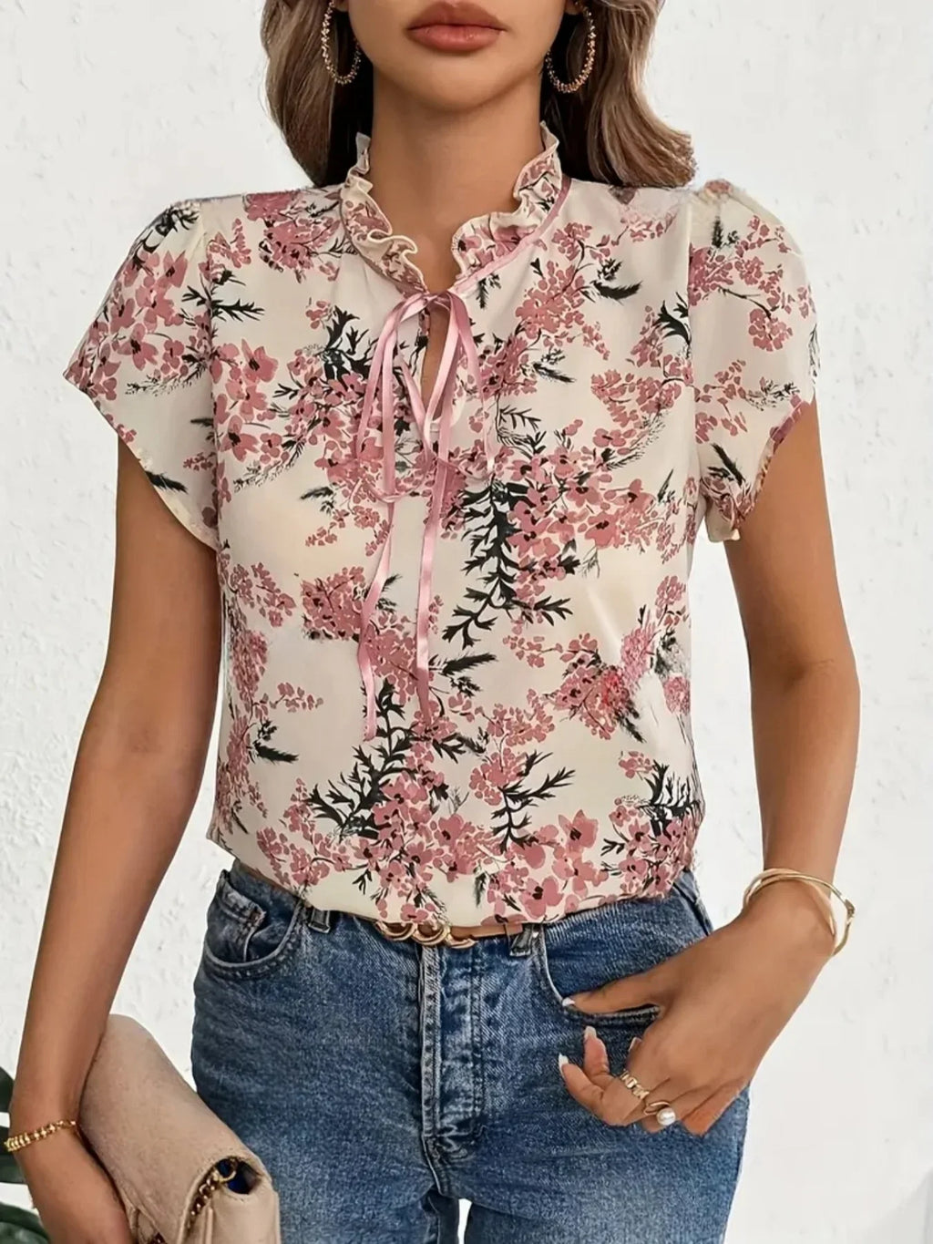 Blossom Tie‑Neck Elegance Blouse