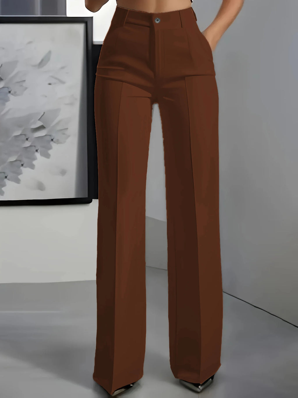 High‑Waist Tailored Wide‑Leg Trousers