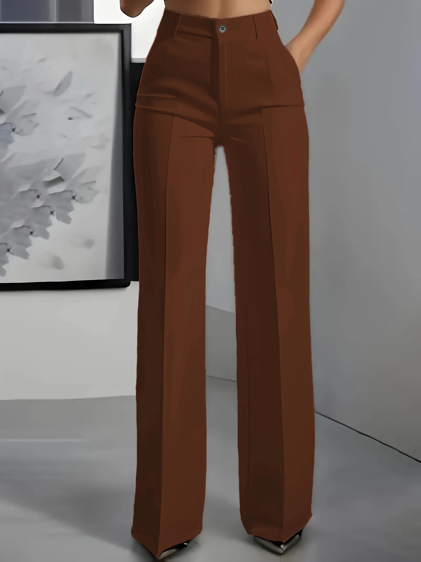 High‑Waist Tailored Wide‑Leg Trousers