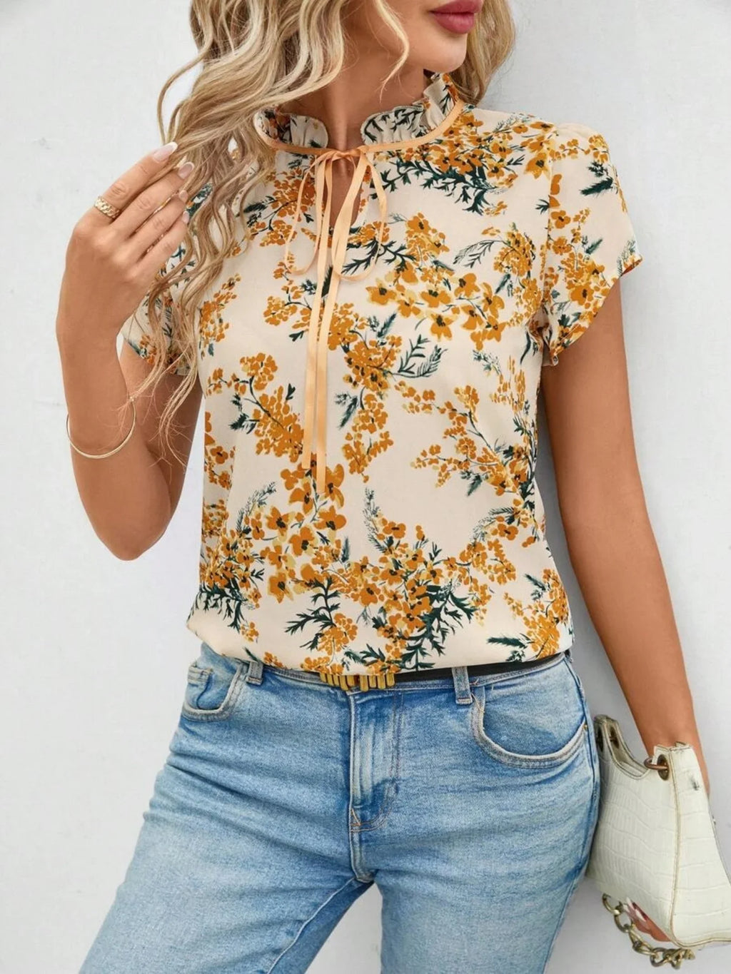 Blossom Tie‑Neck Elegance Blouse