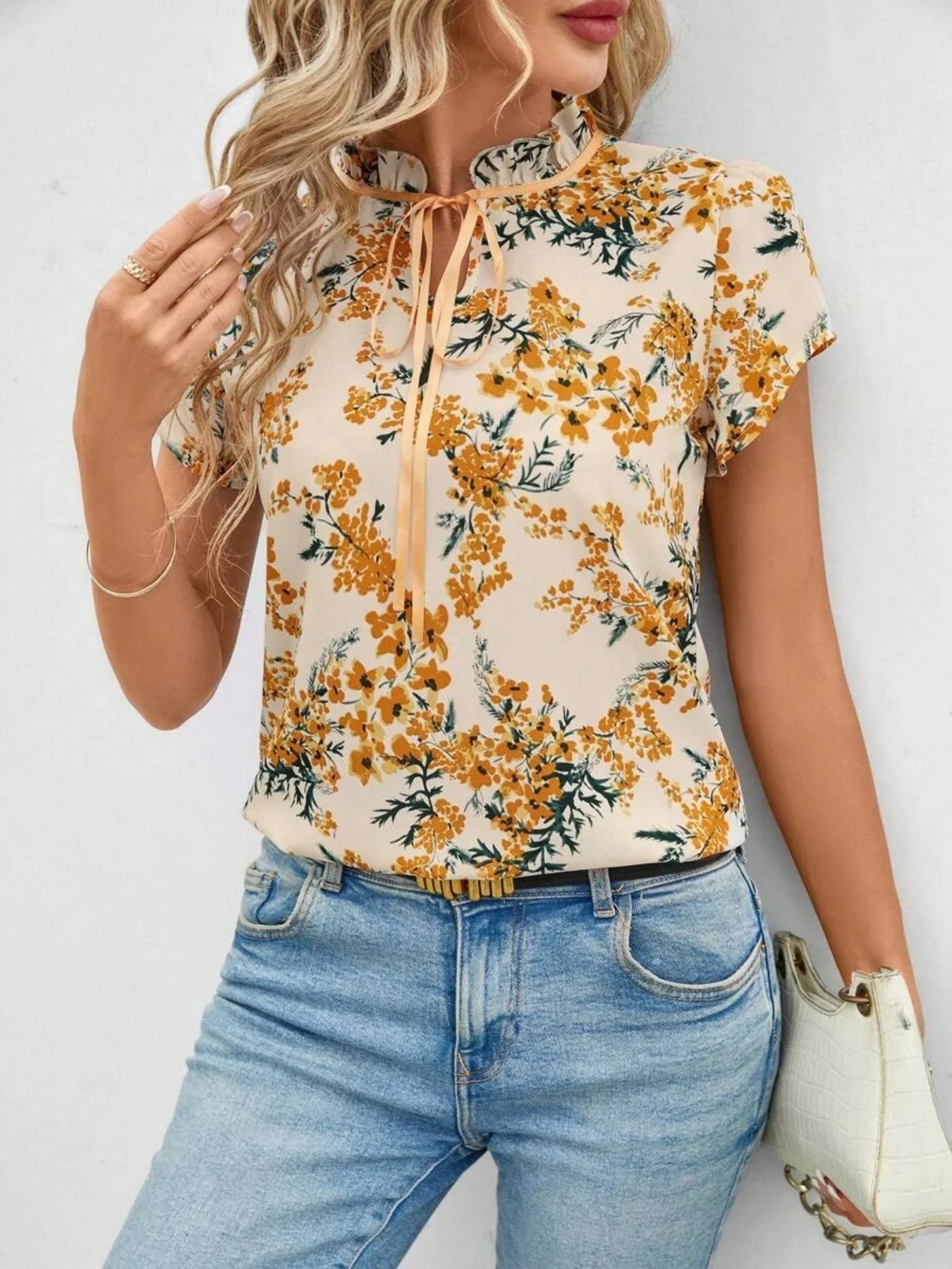 Blossom Tie‑Neck Elegance Blouse