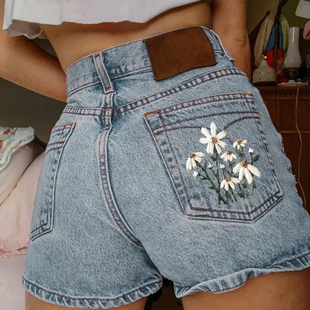 BloomBack High-Waisted Denim Shorts