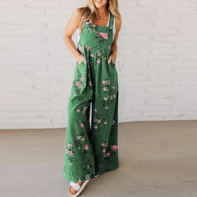 DenimBloom Wide-Leg Overalls