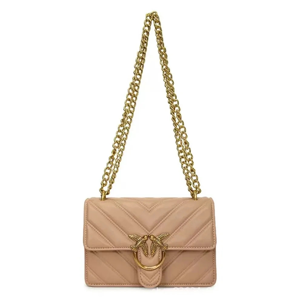 Golden Dove Quilted Shoulder Bag