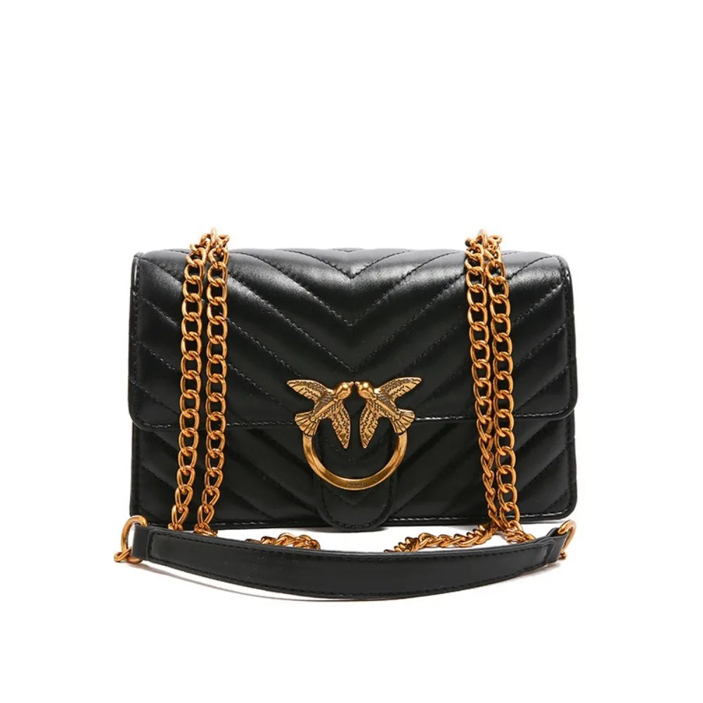 Golden Dove Quilted Shoulder Bag