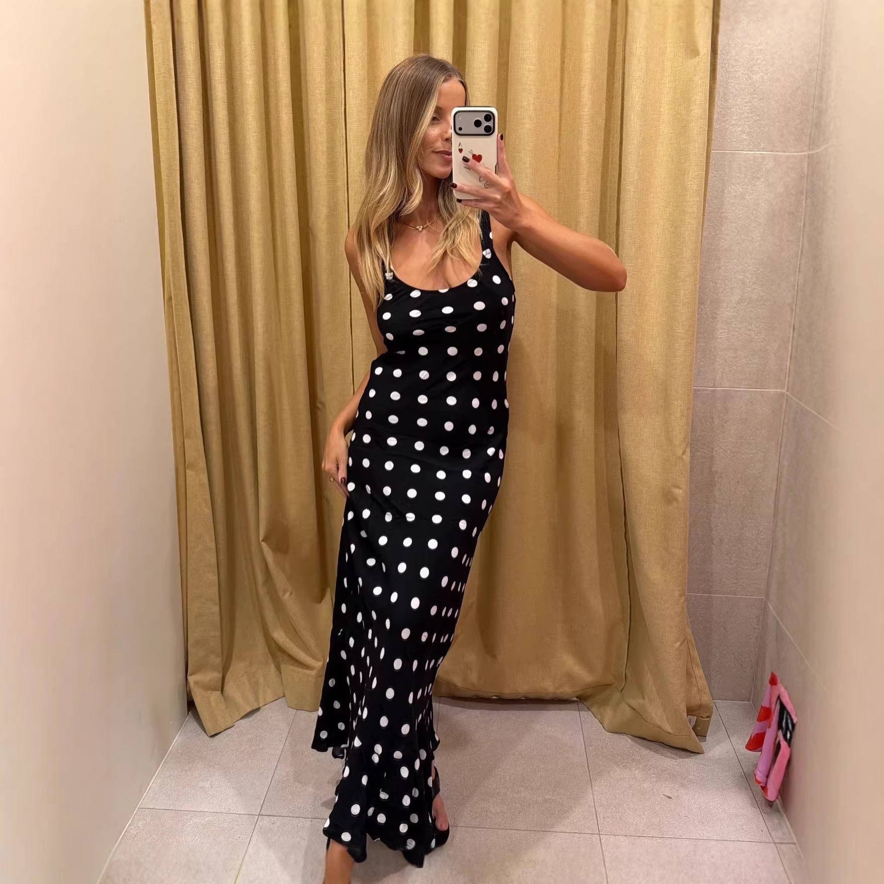 Fearless Polka Dot Ruffle Maxi Dress
