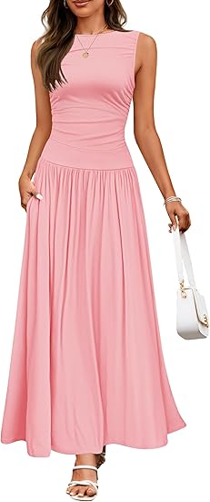 Blush Aura Pleated Maxi Dress
