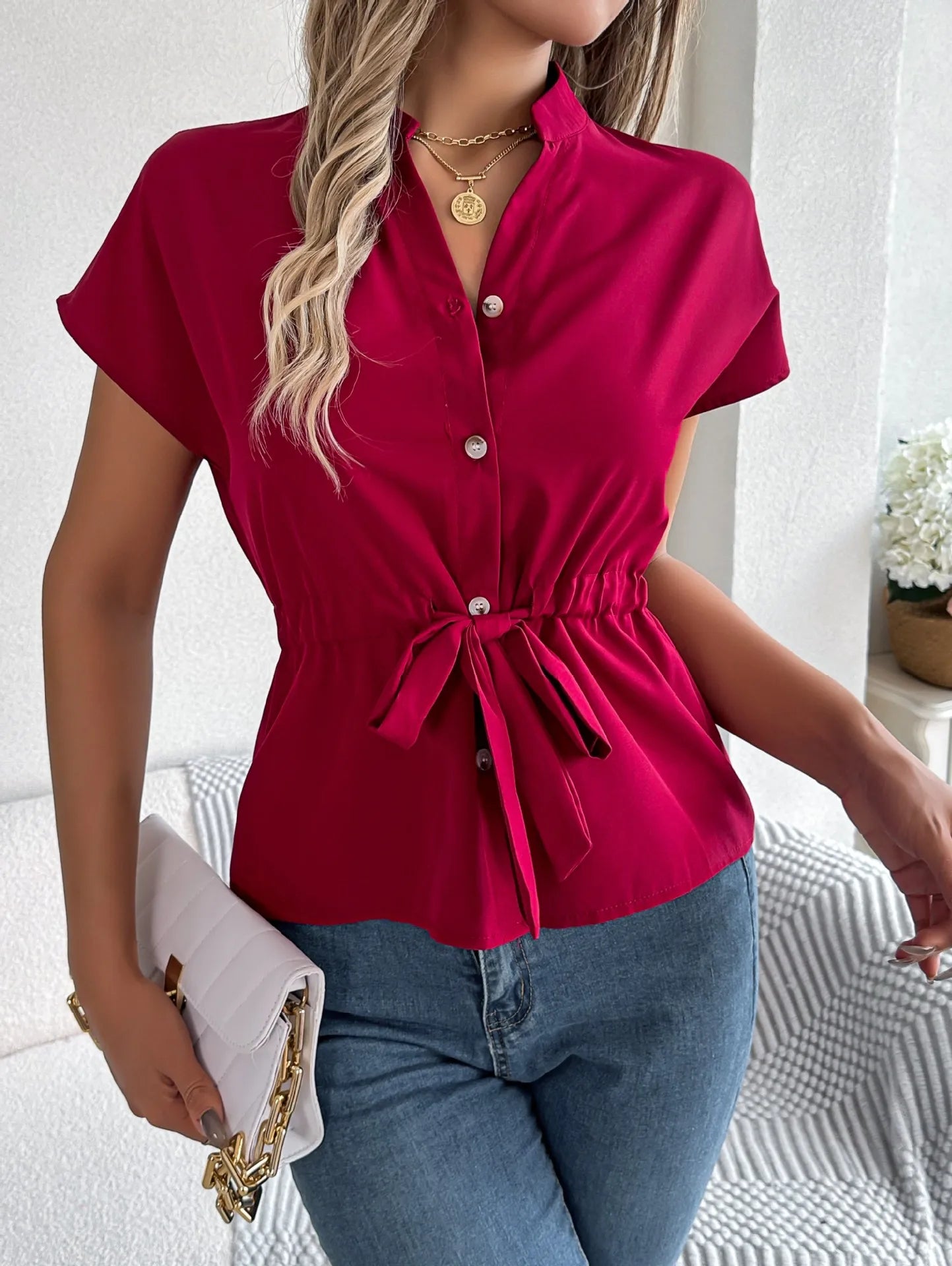 The Serene Waist‑Tie Blouse