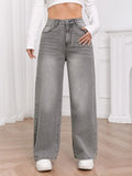 Slate Wide‑Leg High‑Rise Jeans