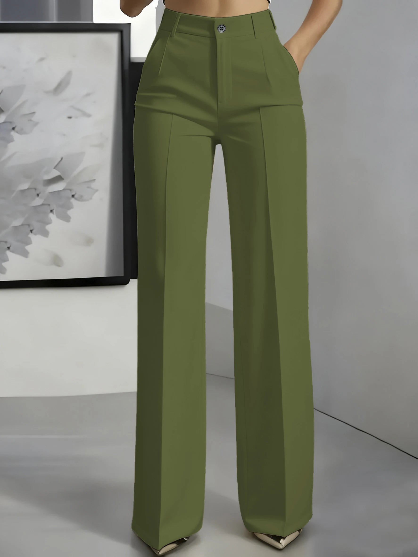 High‑Waist Tailored Wide‑Leg Trousers