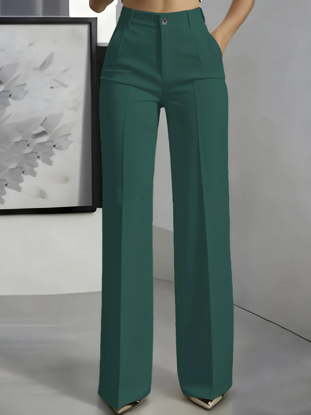 High‑Waist Tailored Wide‑Leg Trousers
