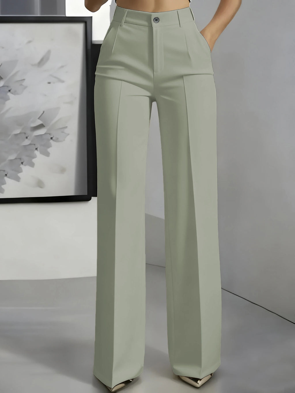 High‑Waist Tailored Wide‑Leg Trousers