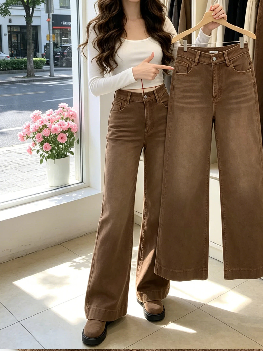 Cocoa Chic Wide-Leg Jeans