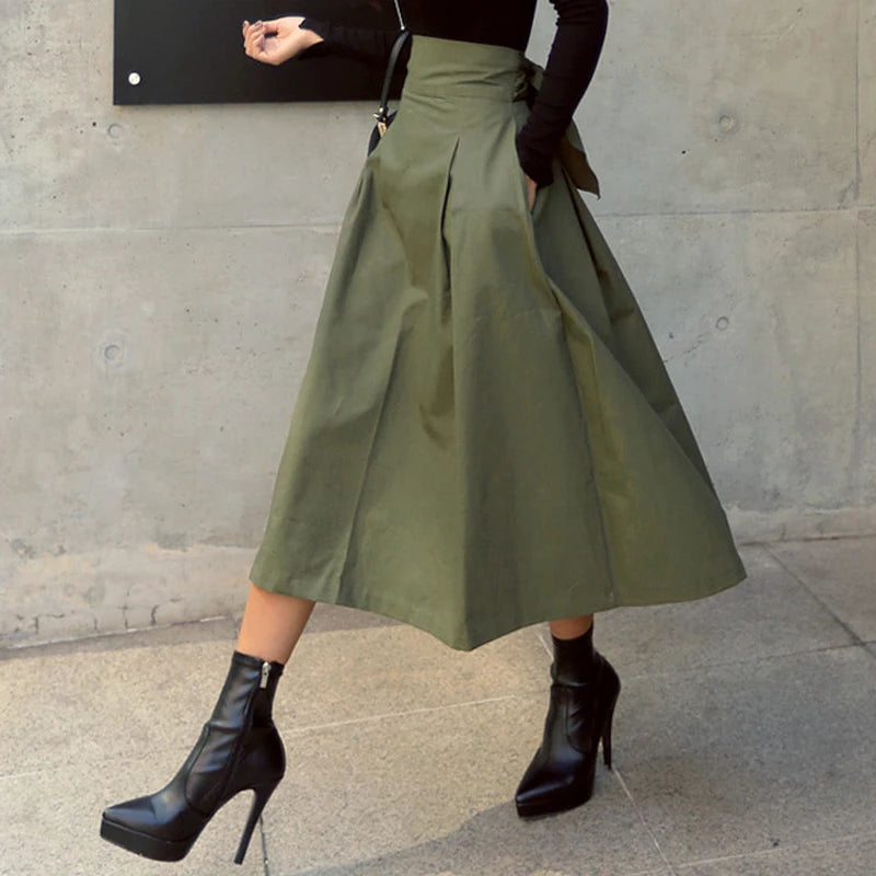 Olive Street Pleated Midi