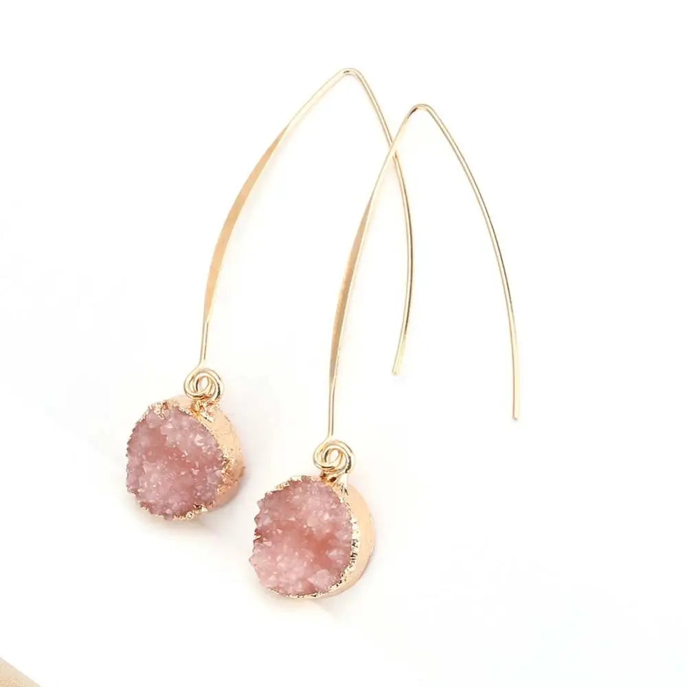 Rosé Druzy Drop Earrings