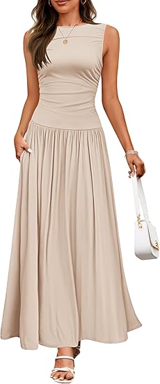 Blush Aura Pleated Maxi Dress