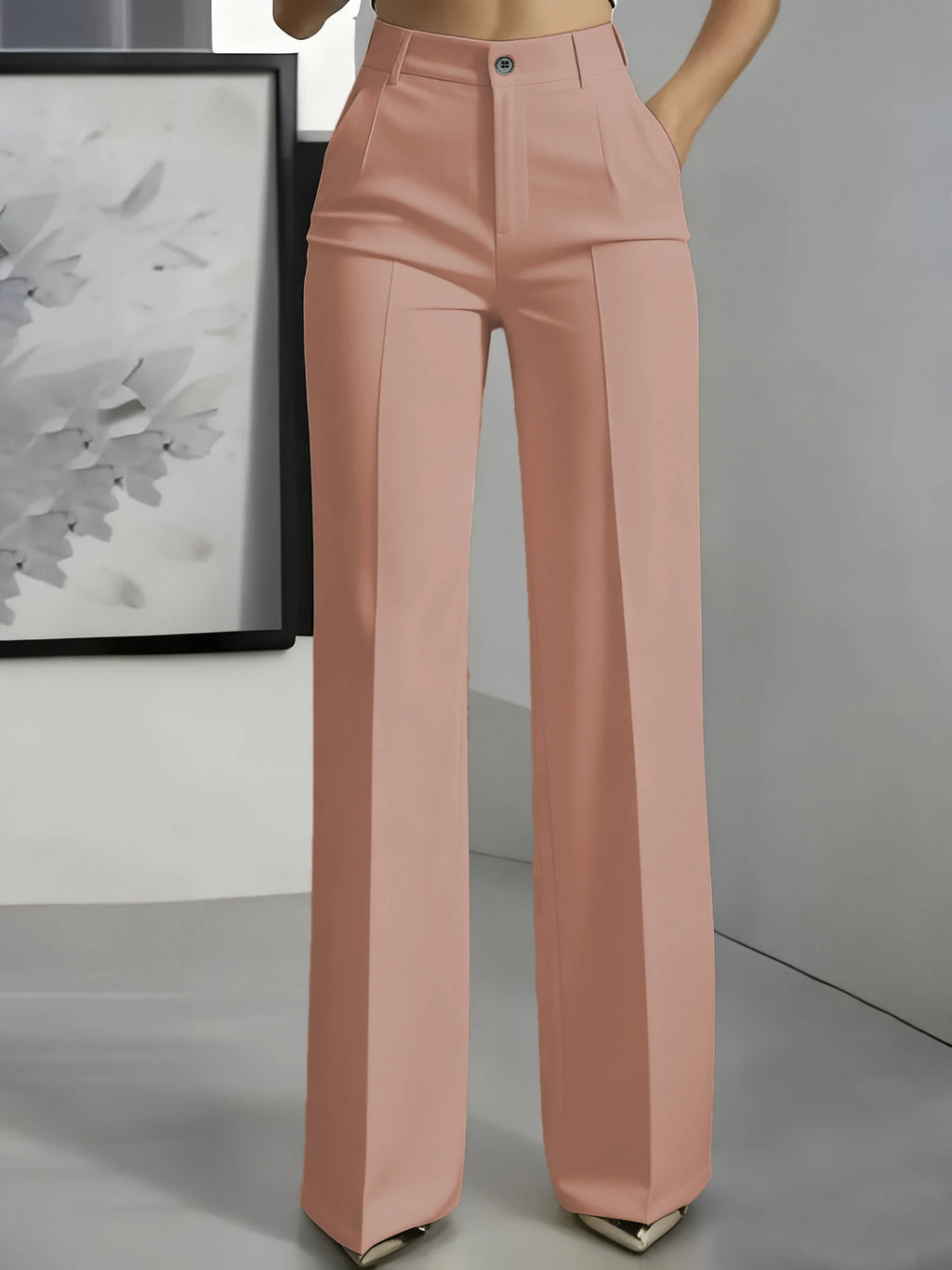 High‑Waist Tailored Wide‑Leg Trousers