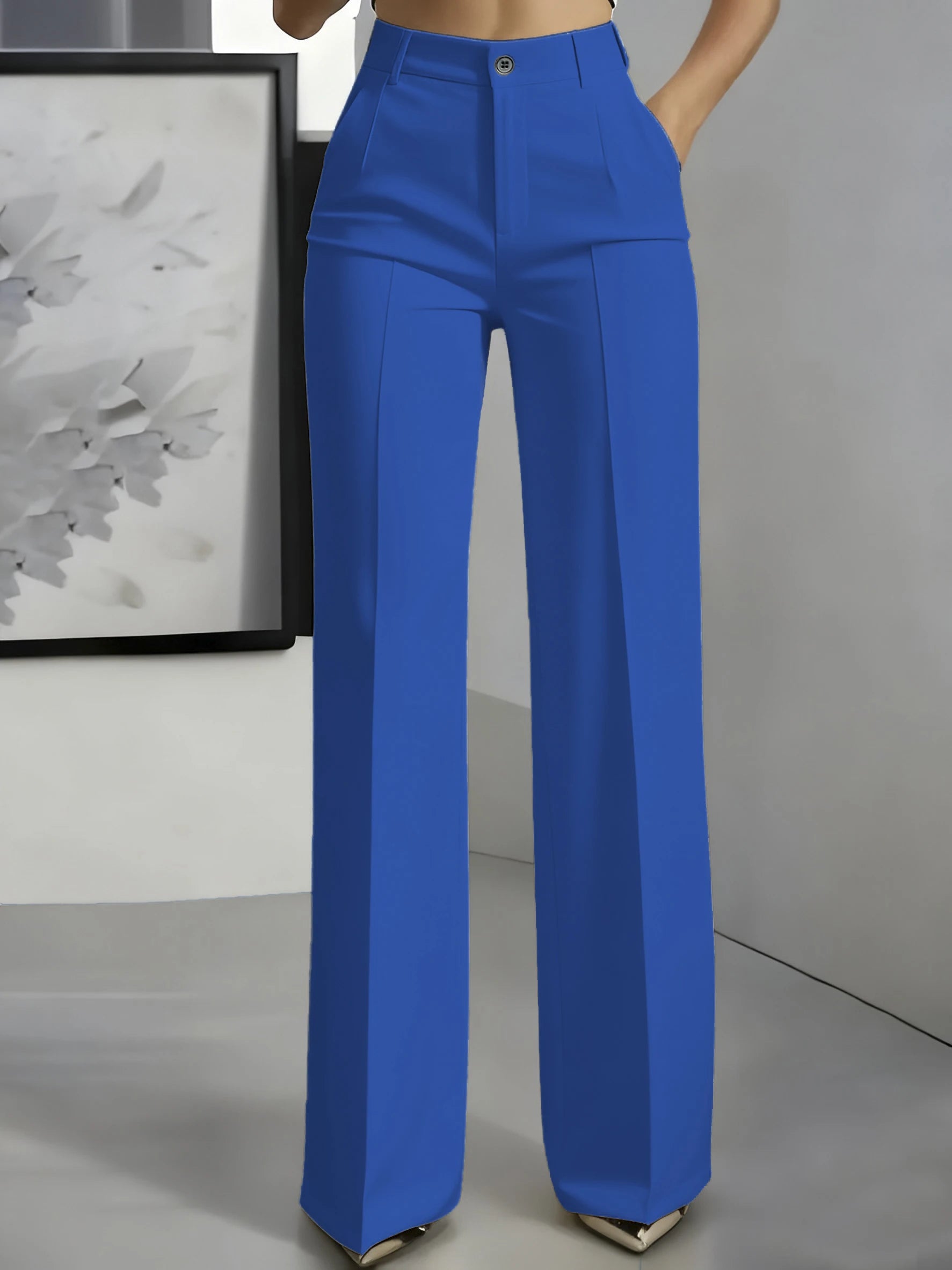 High‑Waist Tailored Wide‑Leg Trousers