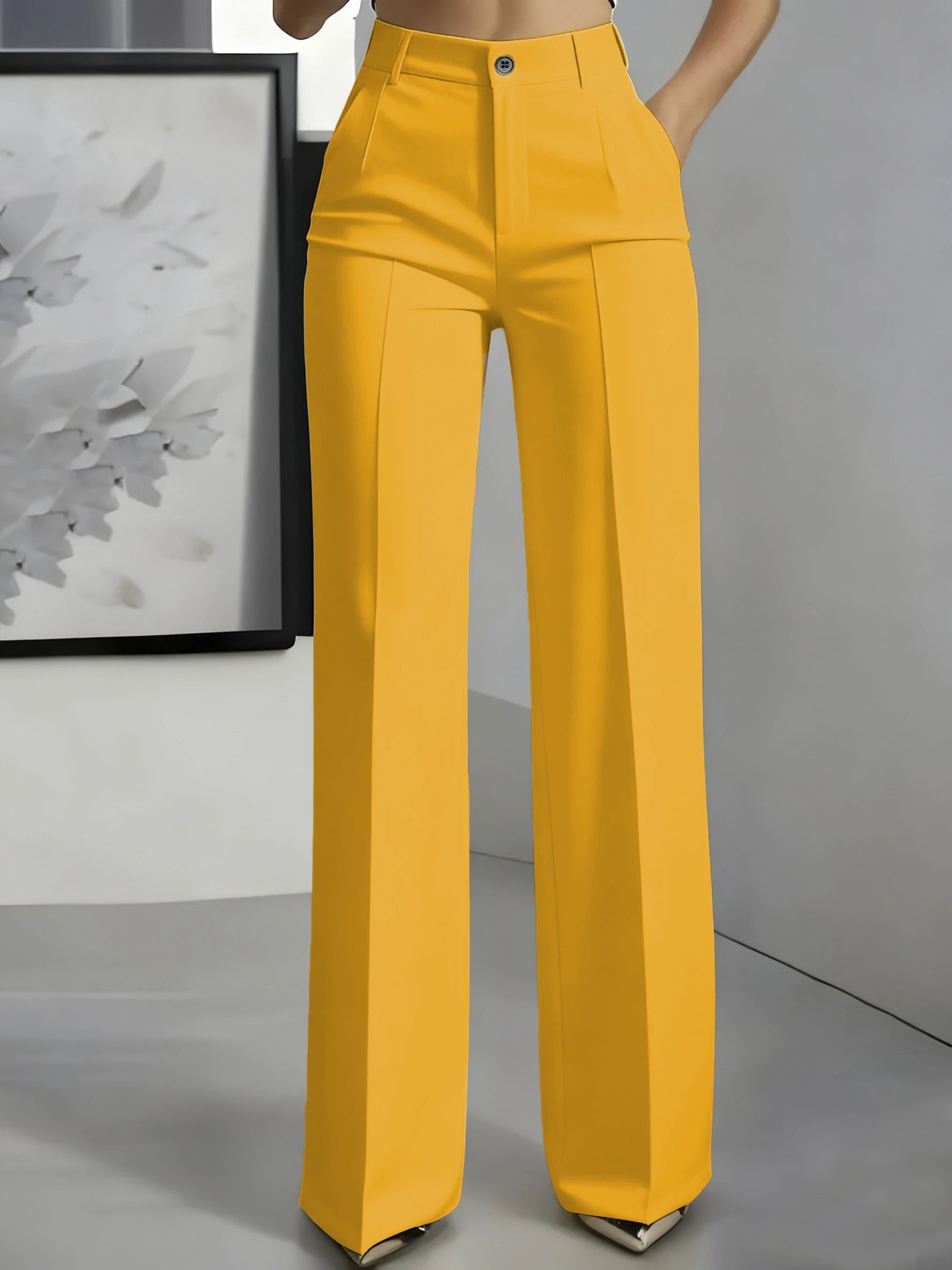 High‑Waist Tailored Wide‑Leg Trousers