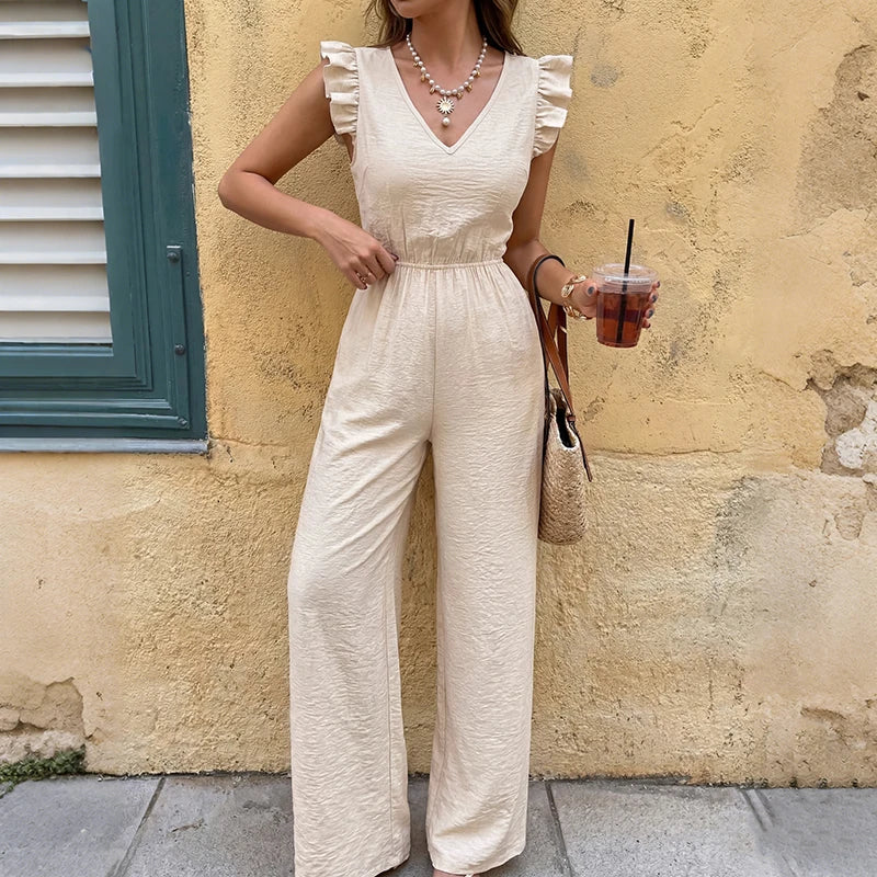 Champagne Grace Ruffle Jumpsuit