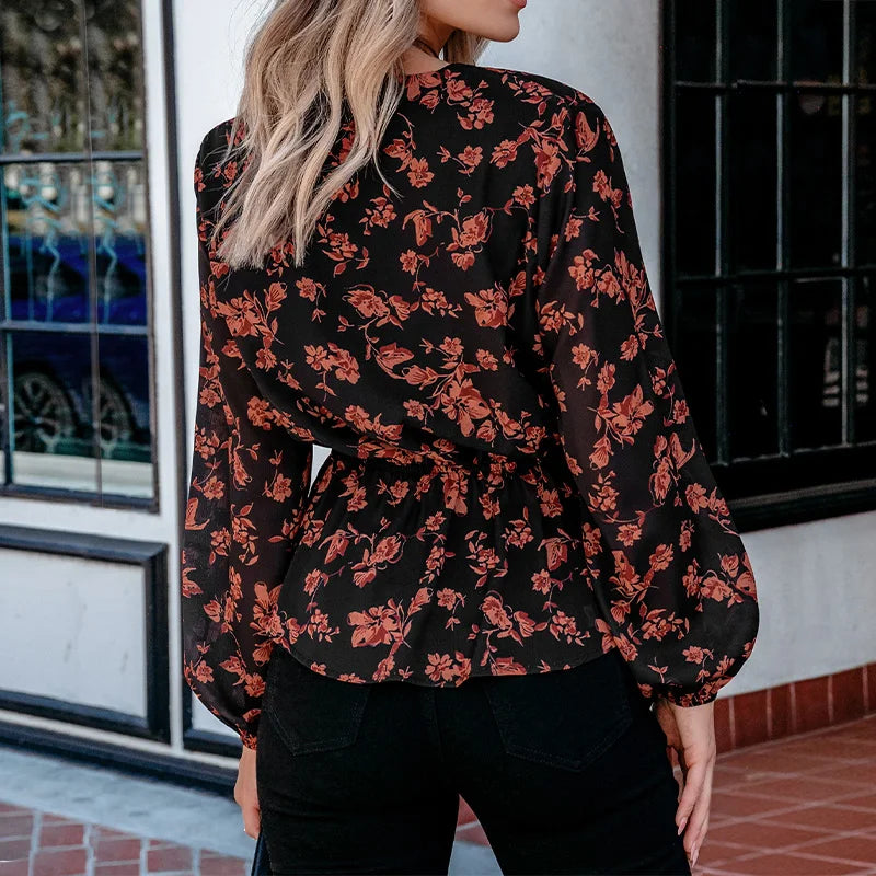 Midnight Bloom Peplum Blouse