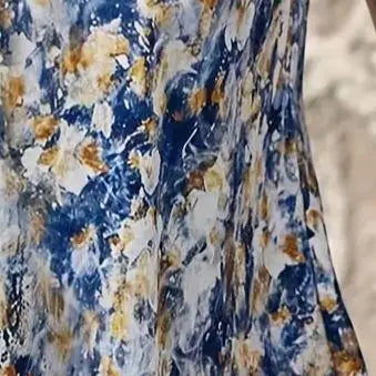 OceanMuse Abstract V-Neck Blouse