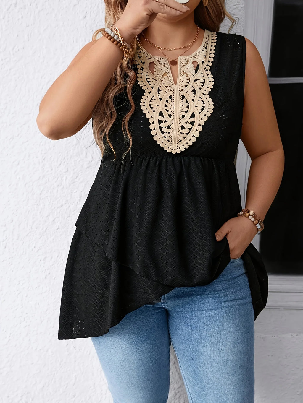 Midnight Lace Cascade Top