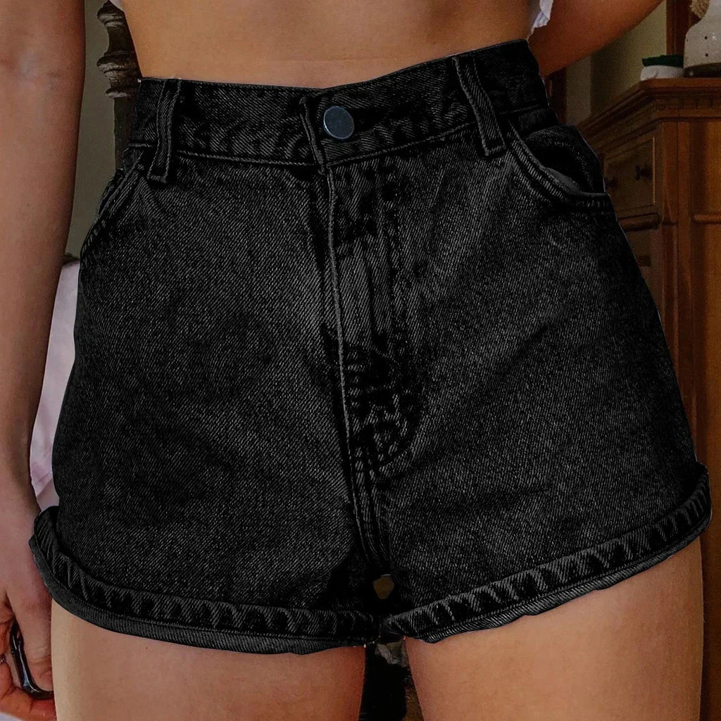 BloomBack High-Waisted Denim Shorts