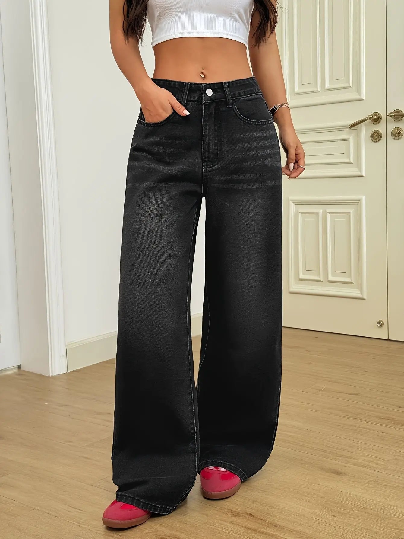 Midnight Authority Wide-Leg Jeans