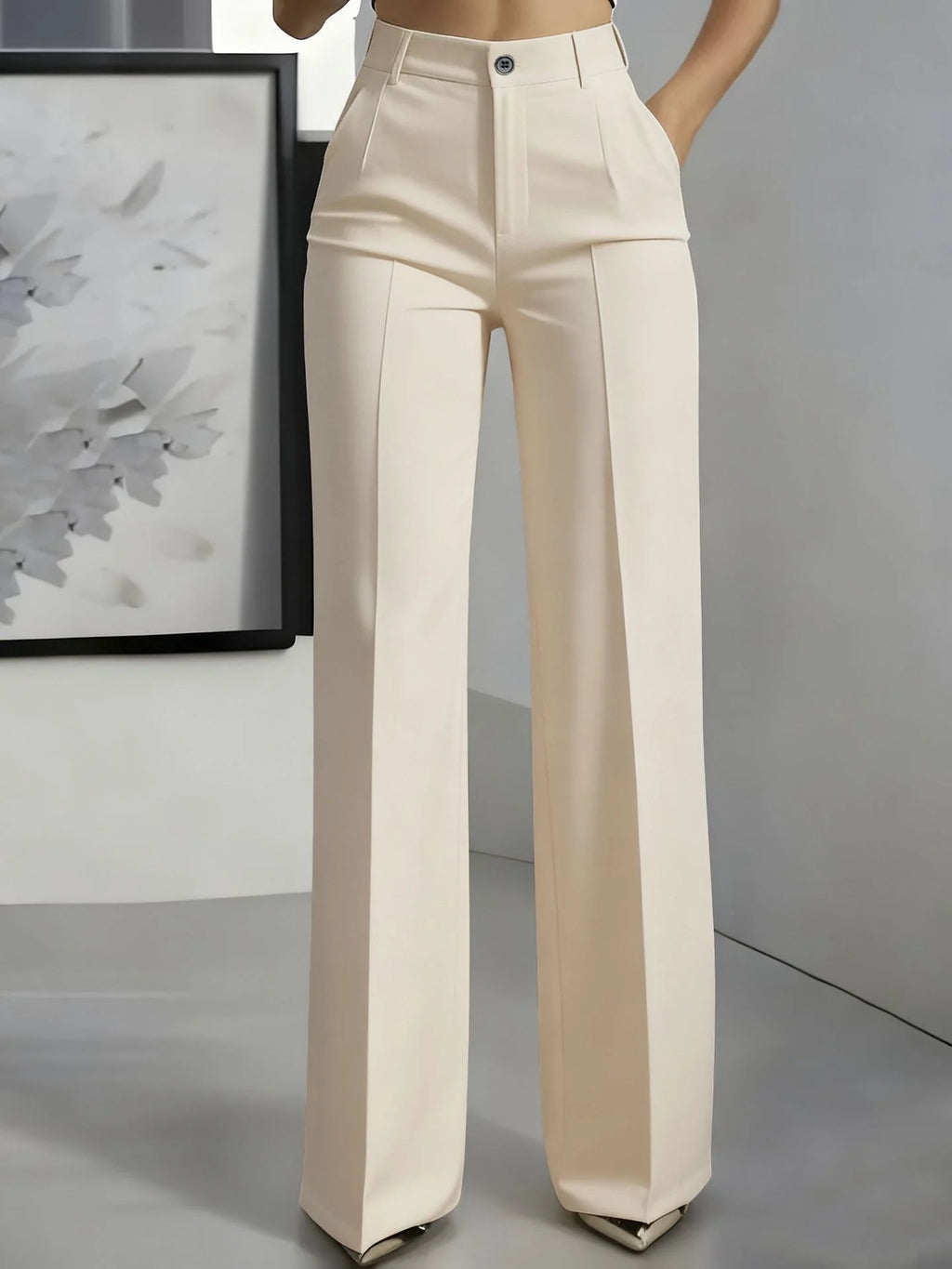 High‑Waist Tailored Wide‑Leg Trousers