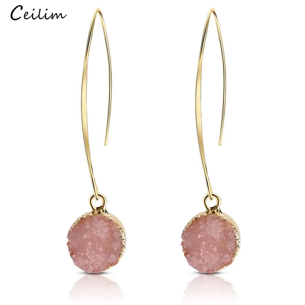 Rosé Druzy Drop Earrings