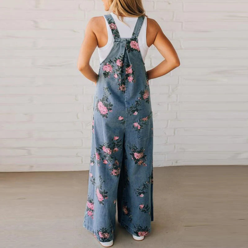 DenimBloom Wide-Leg Overalls