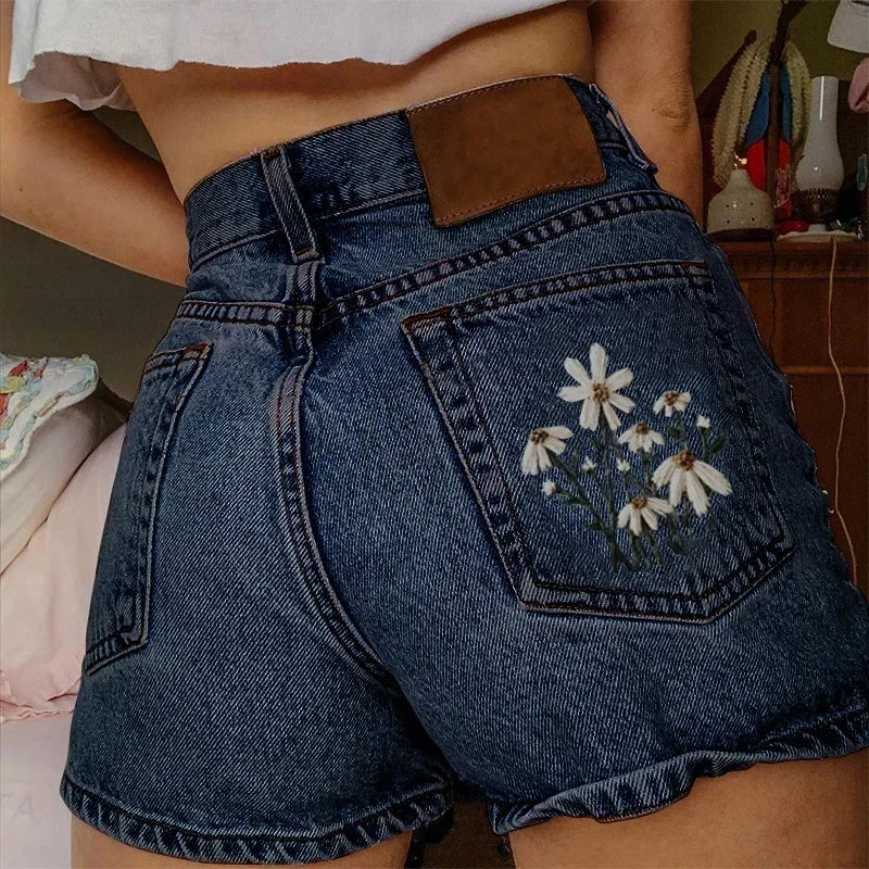 BloomBack High-Waisted Denim Shorts
