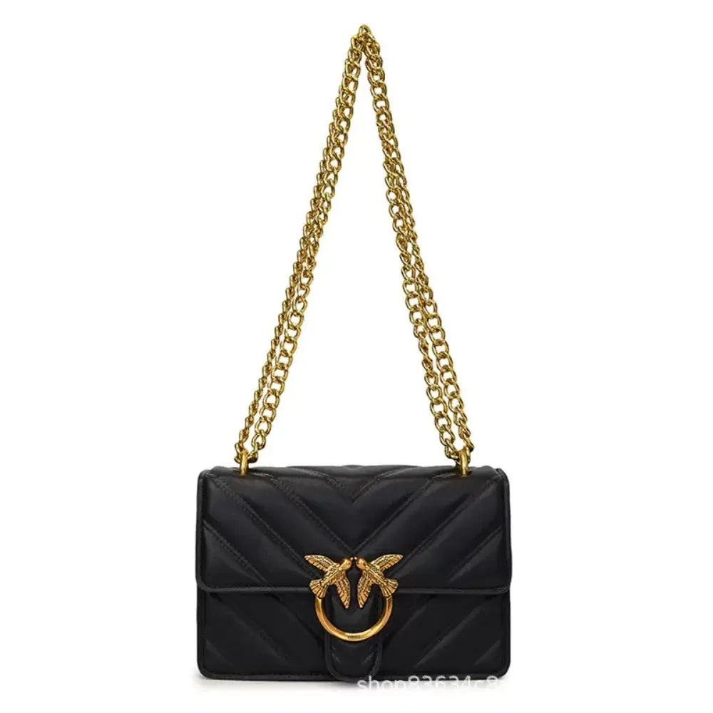 Golden Dove Quilted Shoulder Bag