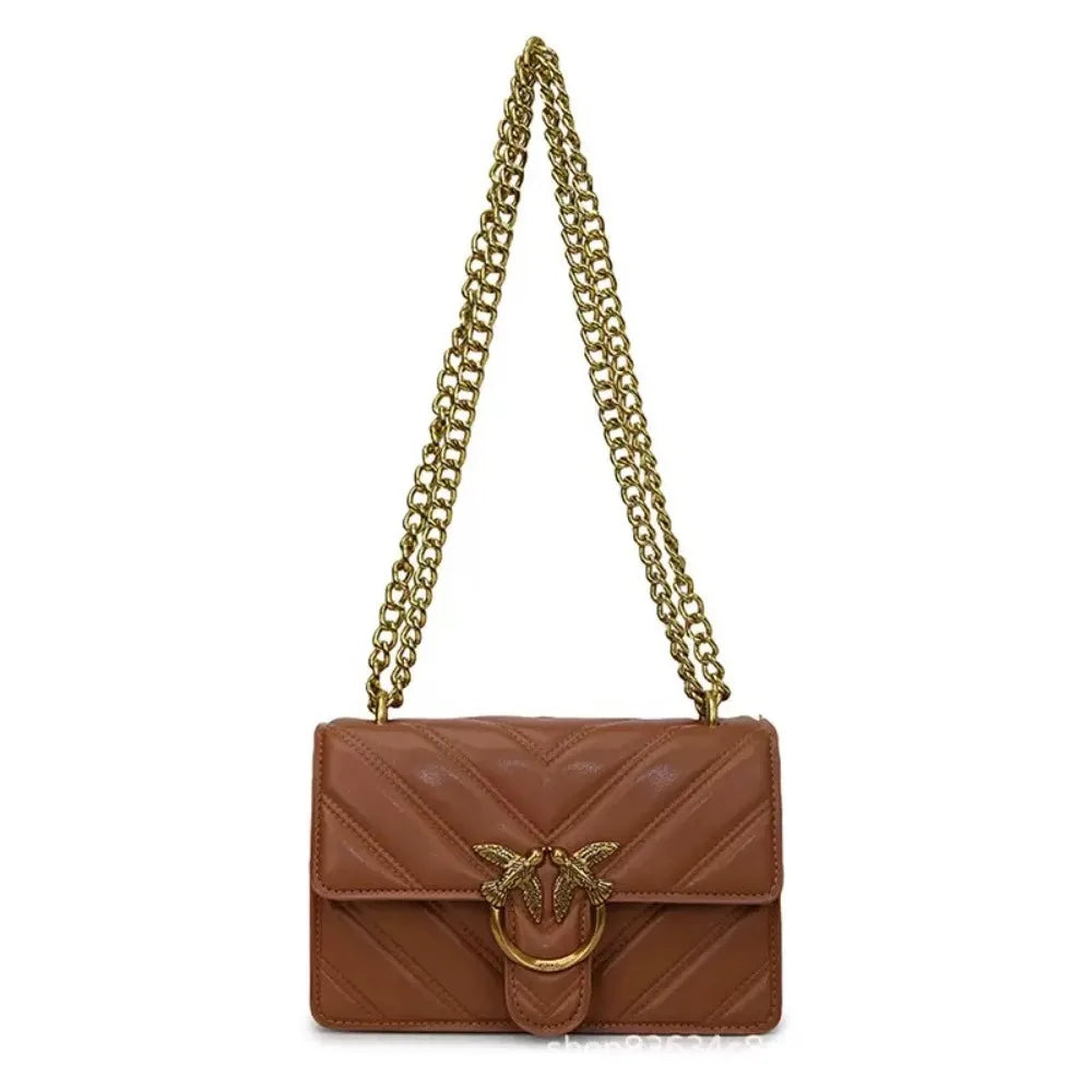 Golden Dove Quilted Shoulder Bag