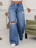 PowerMove Distressed Wide-Leg Jeans