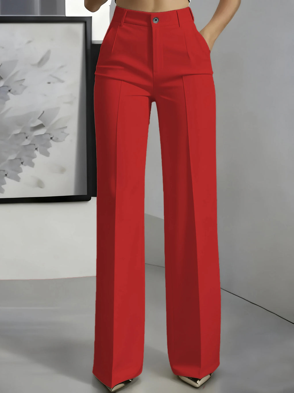 High‑Waist Tailored Wide‑Leg Trousers