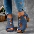 Elegant Cross‑Bundle Chunky Heel Sandals