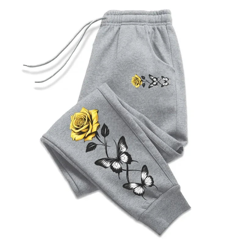 Golden Bloom Butterfly Joggers