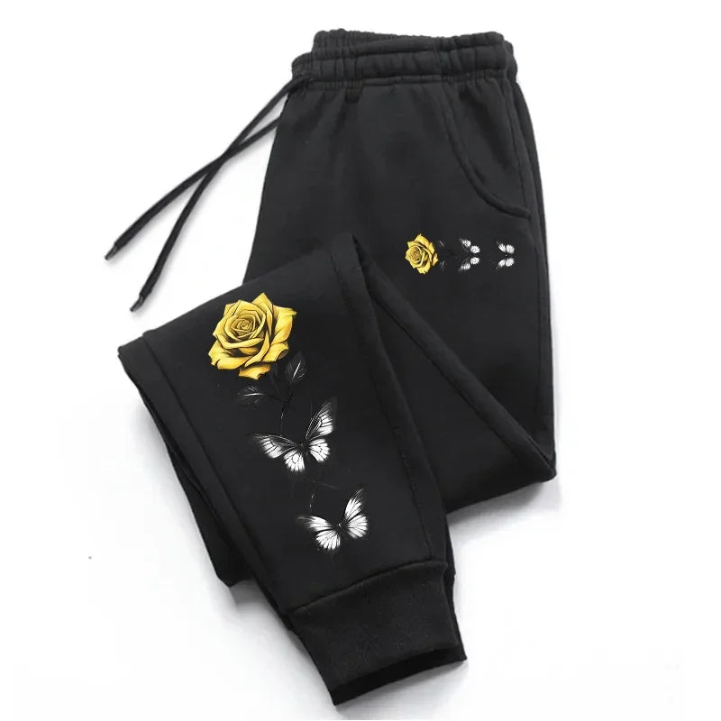 Golden Bloom Butterfly Joggers